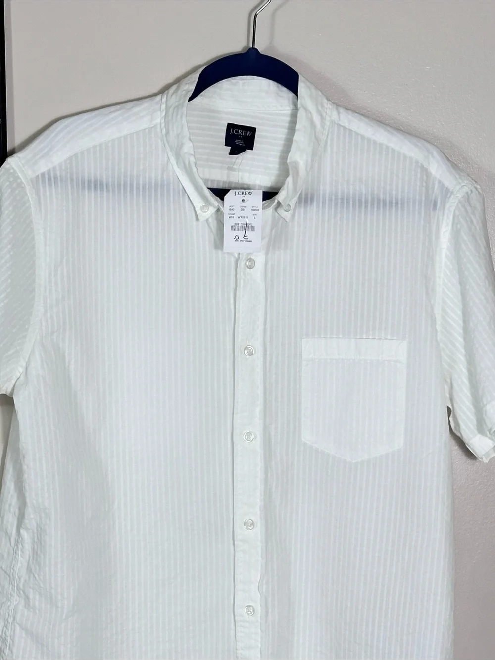 J. Crew White Short-Sleeve Button-Down Shirt 100% cotton